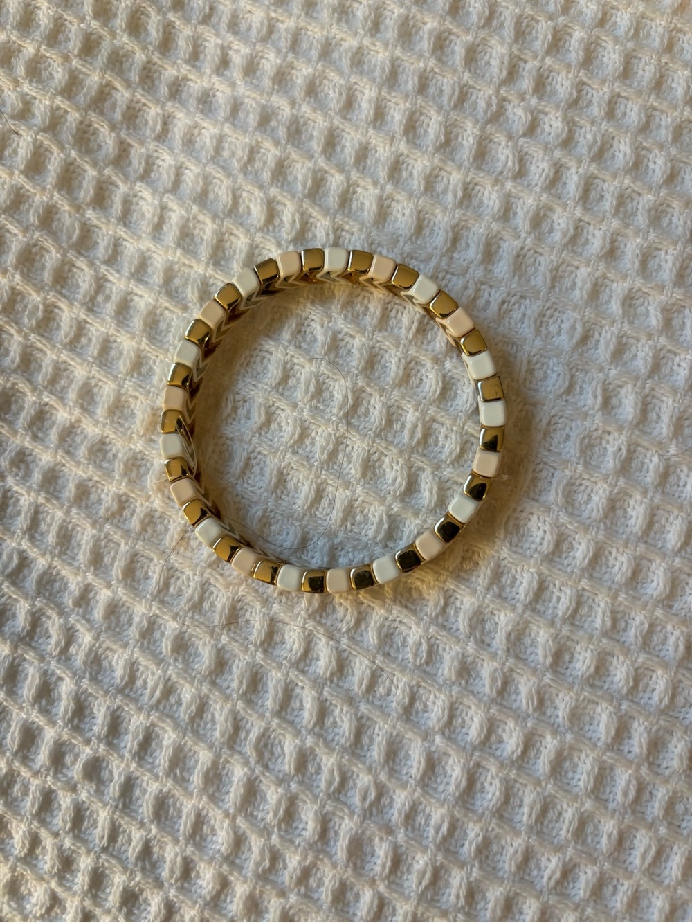 Roxanne Assoulin Gold and Cream Tile Stretch Bracelet - Women Jewelry